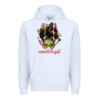 White Afro Messy Bun Cosmetologist Premium Hoodie - BundleAndBundleShop
