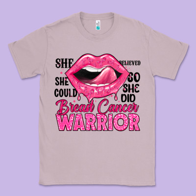 Breast Cancer Warrior Lips Classic Tee Designed By Jahusdesignshop