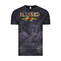 Cloud Black blessed and floral cross Vintage Tee - BarkalooDesign