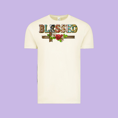 Blessed And Floral Cross Vintage Tee Designed By Barkaloodesign