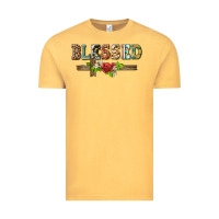 Vintage Mustard blessed and floral cross Vintage Tee - BarkalooDesign
