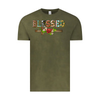 Vintage Olive blessed and floral cross Vintage Tee - BarkalooDesign
