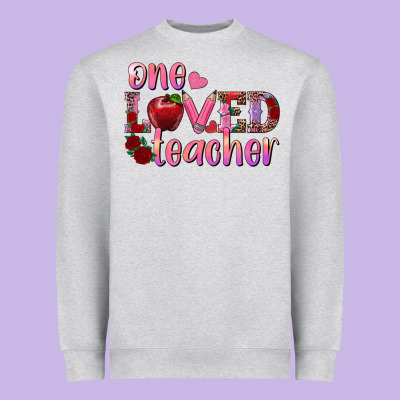 One Loved Teacher Heavyweight Sweatshirt Designed By Ranaportraitstore