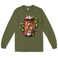 Army Green mexican coffee cup cactus Long Sleeve Tee - JahusDesignShop