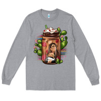 Heather Grey mexican coffee cup cactus Long Sleeve Tee - JahusDesignShop