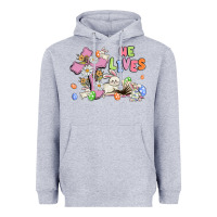 Heather Grey he lives with bunnys and eggs Heavyweight Hoodie - MaliasSmallBusiness