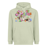 Matcha he lives with bunnys and eggs Heavyweight Hoodie - MaliasSmallBusiness