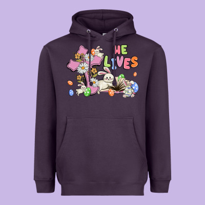 He Lives With Bunnys And Eggs Heavyweight Hoodie Designed By Maliassmallbusiness