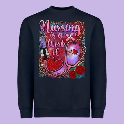 Nursing Is A Work Of Heart Heavyweight Sweatshirt Designed By Ranaportraitstore