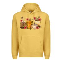 Antique Gold Honey And Bee With Flower Coffee Cup Premium Hoodie - BundleAndBundleShop