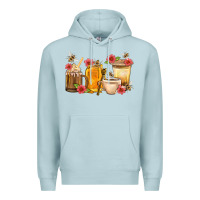 Blue Mist Honey And Bee With Flower Coffee Cup Premium Hoodie - BundleAndBundleShop