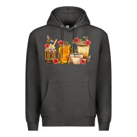 Charcoal Heather Honey And Bee With Flower Coffee Cup Premium Hoodie - BundleAndBundleShop