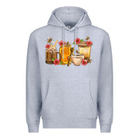 Heather Grey Honey And Bee With Flower Coffee Cup Premium Hoodie - BundleAndBundleShop