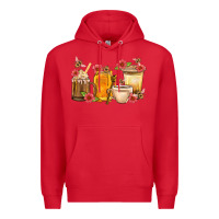 Red Honey And Bee With Flower Coffee Cup Premium Hoodie - BundleAndBundleShop