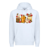 White Honey And Bee With Flower Coffee Cup Premium Hoodie - BundleAndBundleShop