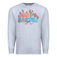 Heather Grey happy easter Premium Sweatshirt - MaliasSmallBusiness