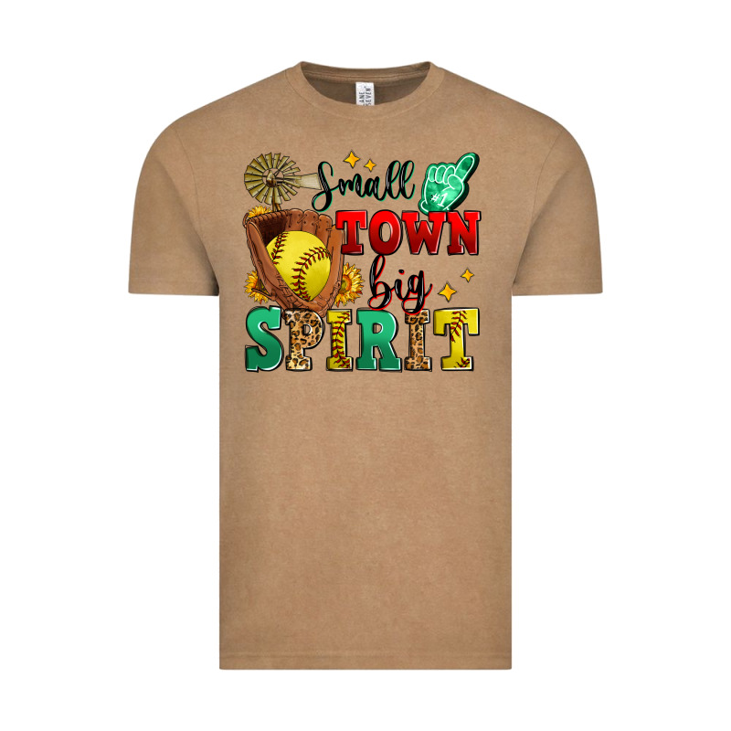 Small Town Big Spirit Softball Vintage Tee by Zillion Design Studio | Teevron