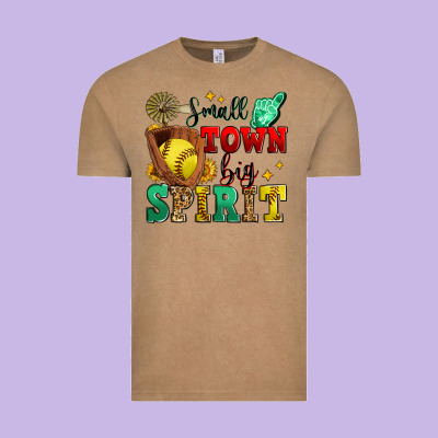 Small Town Big Spirit Softball Vintage Tee Designed By Zillion Design Studio