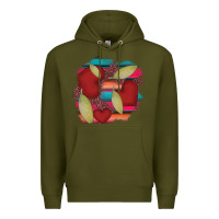 Army Green heart and serape patches Premium Hoodie - AdoDesignShop