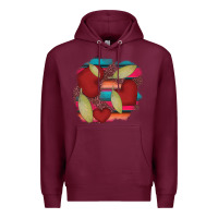 Burgundy heart and serape patches Premium Hoodie - AdoDesignShop