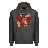 Charcoal Heather heart and serape patches Premium Hoodie - AdoDesignShop