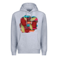 Heather Grey heart and serape patches Premium Hoodie - AdoDesignShop