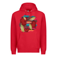 Red heart and serape patches Premium Hoodie - AdoDesignShop