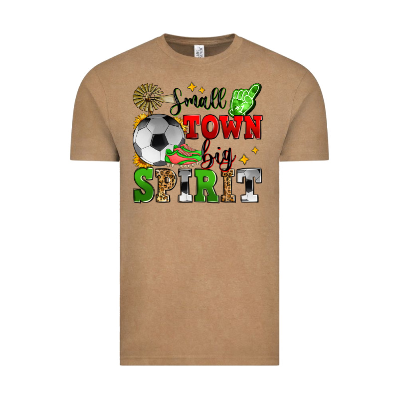 Small Town Big Spirit Soccer Vintage Tee by Zillion Design Studio | Teevron
