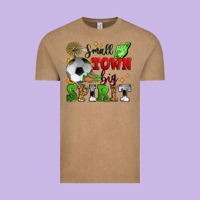 Small Town Big Spirit Soccer Vintage Tee Designed By Zillion Design Studio
