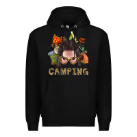 Black Camping Braid Hair Woman With Fire Bbs Premium Hoodie - BundleAndBundleShop