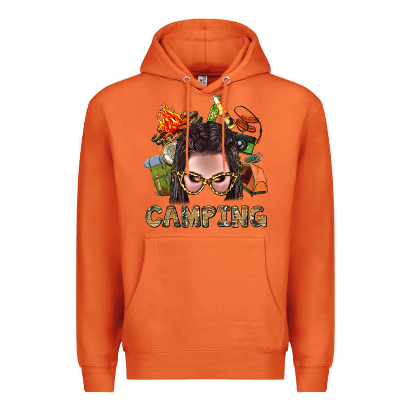 Camping Braid Hair Woman With Fire Bbs Premium Hoodie by BundleAndBundleShop | Teevron