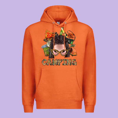 Camping Braid Hair Woman With Fire Bbs Premium Hoodie Designed By Bundleandbundleshop
