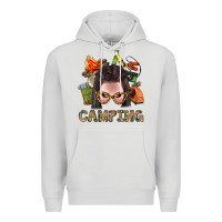 Dove Grey Camping Braid Hair Woman With Fire Bbs Premium Hoodie - BundleAndBundleShop