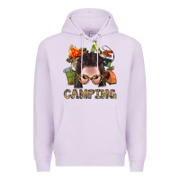 Lilac Camping Braid Hair Woman With Fire Bbs Premium Hoodie - BundleAndBundleShop