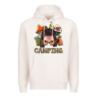 Pale Pink Camping Braid Hair Woman With Fire Bbs Premium Hoodie - BundleAndBundleShop