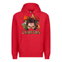 Red Camping Braid Hair Woman With Fire Bbs Premium Hoodie - BundleAndBundleShop