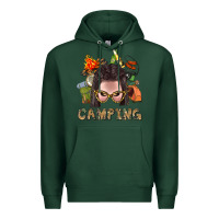 Sports Green Camping Braid Hair Woman With Fire Bbs Premium Hoodie - BundleAndBundleShop