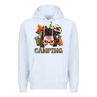 White Camping Braid Hair Woman With Fire Bbs Premium Hoodie - BundleAndBundleShop