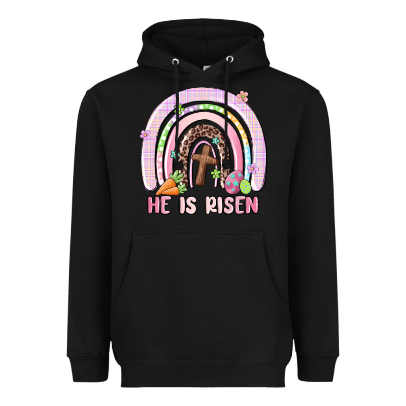 He Is Risen Easter Rainbow Heavyweight Hoodie by MaliasSmallBusiness | Teevron