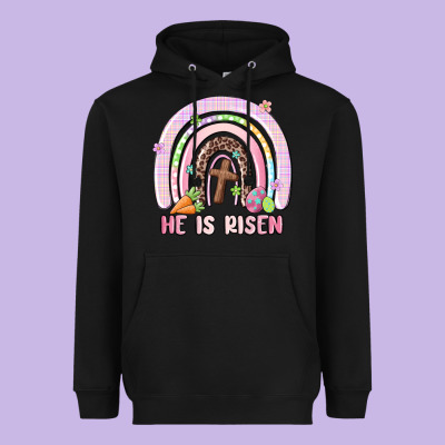 He Is Risen Easter Rainbow Heavyweight Hoodie Designed By Maliassmallbusiness