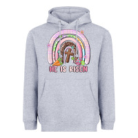 Heather Grey he is risen easter rainbow Heavyweight Hoodie - MaliasSmallBusiness