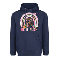 Navy he is risen easter rainbow Heavyweight Hoodie - MaliasSmallBusiness