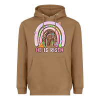 Toasted Coconut he is risen easter rainbow Heavyweight Hoodie - MaliasSmallBusiness