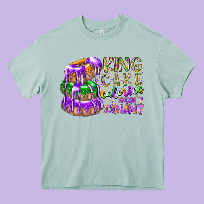 King Cake Calories Dont Count Heavy Core Tee Designed By Racoondesign