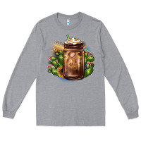 Heather Grey sunflower coffee cup cactus Long Sleeve Tee - JahusDesignShop