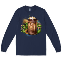 Navy sunflower coffee cup cactus Long Sleeve Tee - JahusDesignShop