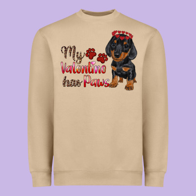 My Valentine Has Paws Heavyweight Sweatshirt Designed By Ranaportraitstore