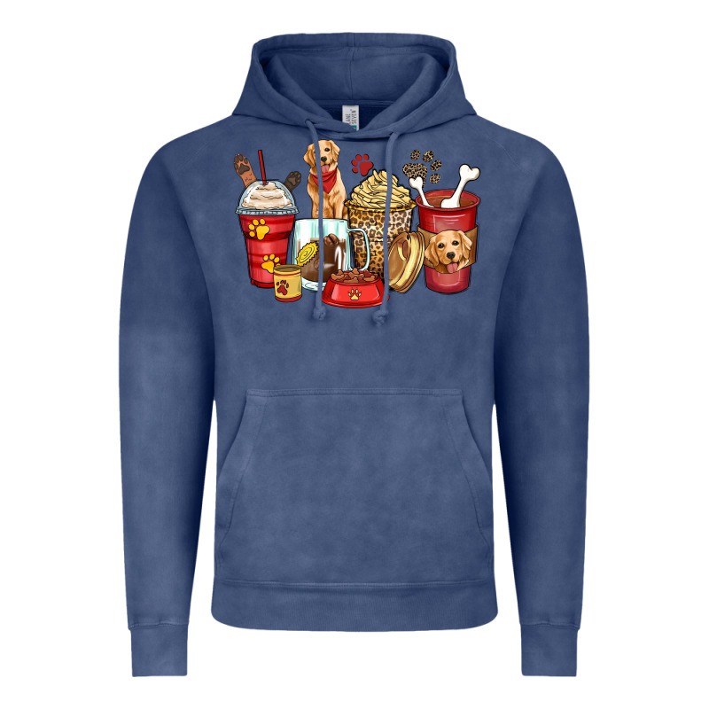 Golden Retriever Coffee Cups Vintage Hoodie by Zillion Design Studio | Teevron