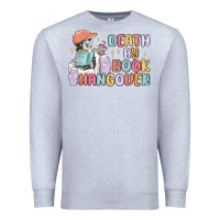 Heather Grey death by book hangover Premium Sweatshirt - MaliasSmallBusiness