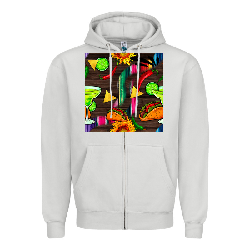 Margarita And Taco Seamless Pattern Zipper Hoodie by BundleAndBundleShop | Teevron
